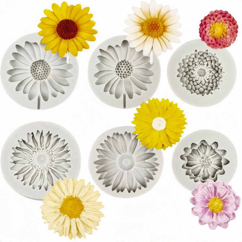 Melt Pour Soap Base - 6 Pieces，Sunflower Daisy Silicone Mold，3D Flower
