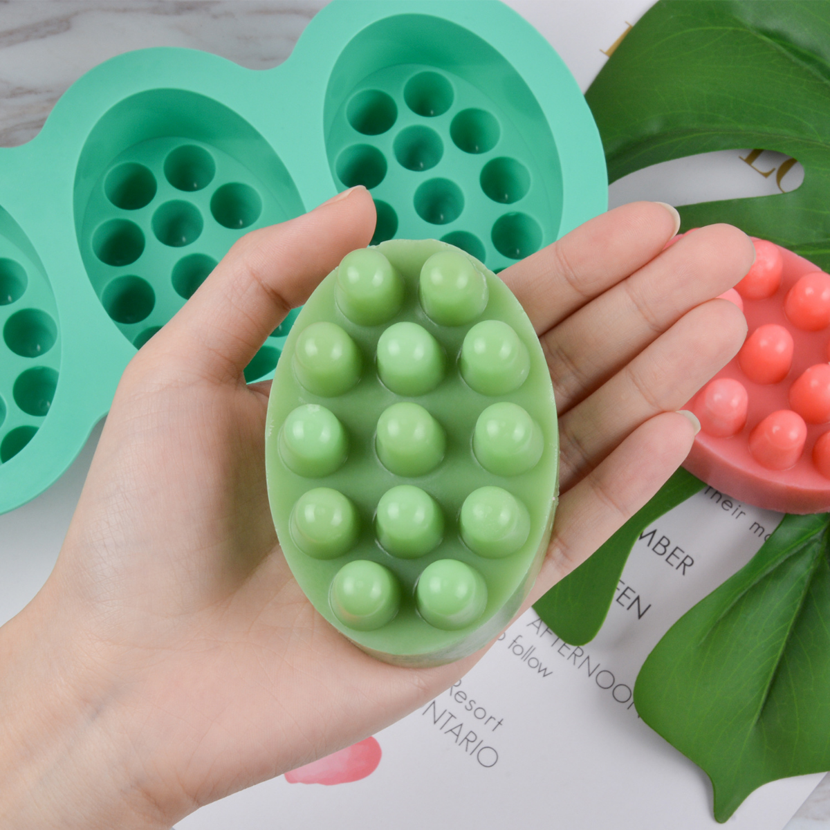 Soap Mold Silicone Loaf - 4 Hole Oval Massage Soap Silicone